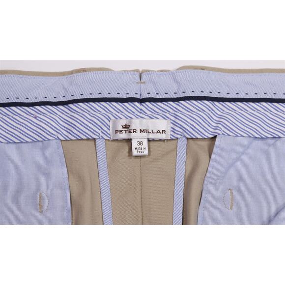 Peter Millar Khaki Tan Flat Front Chino Pants Trousers Tall 38x36 - Picture 6 of 7